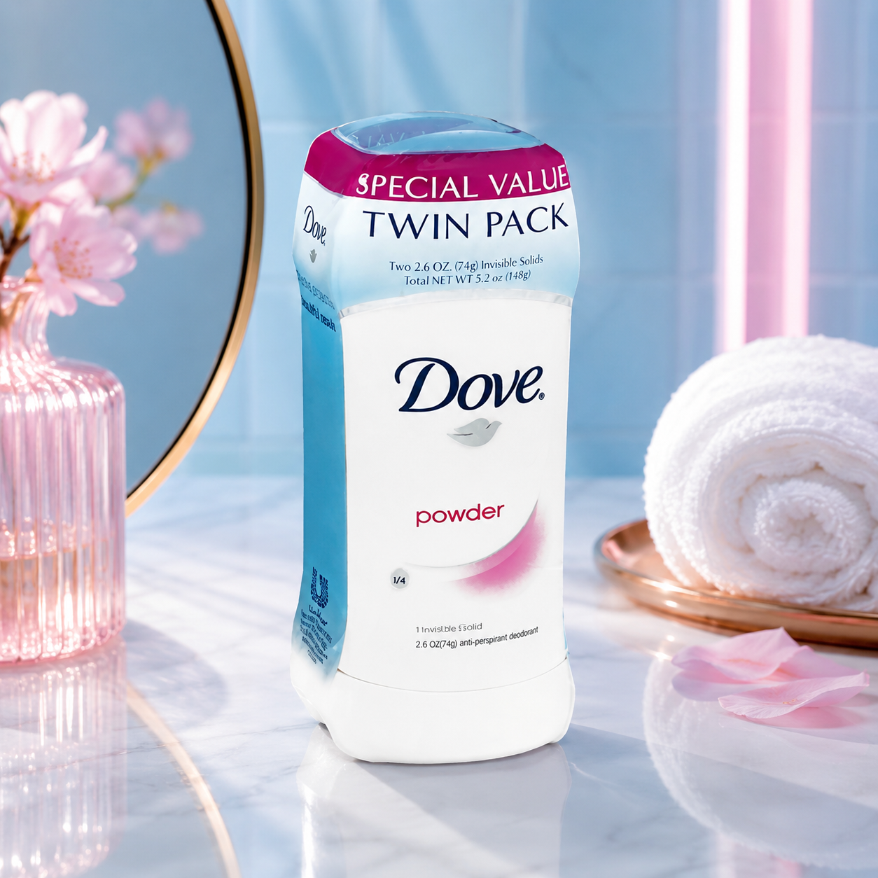 Dove Anti-Perspirant Deodorant Invisible Solid Powder Twin Pack 5.2 oz 2 ct