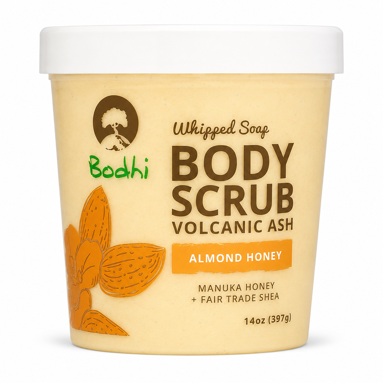 BODHI Handmade Soap Almond Honey Volcanic Ash Whipped Body Scrub 14 Oz