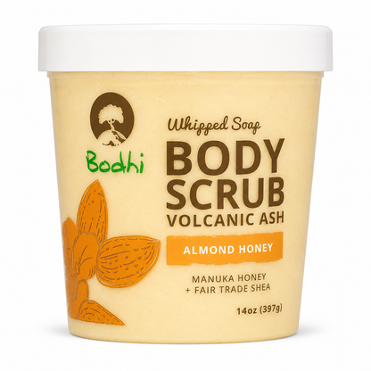 BODHI Handmade Soap Almond Honey Volcanic Ash Whipped Body Scrub 14 Oz