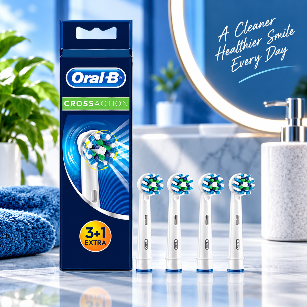 Oral B Cross Action Replacement Electric Toothbrush Heads x4 Oral-B