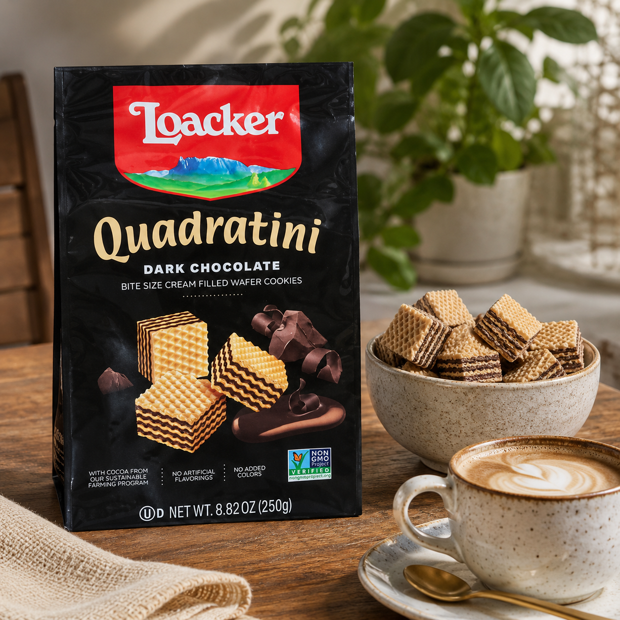 Loacker Quadratini Dark Chocolate Wafer Cookies 8.82 oz