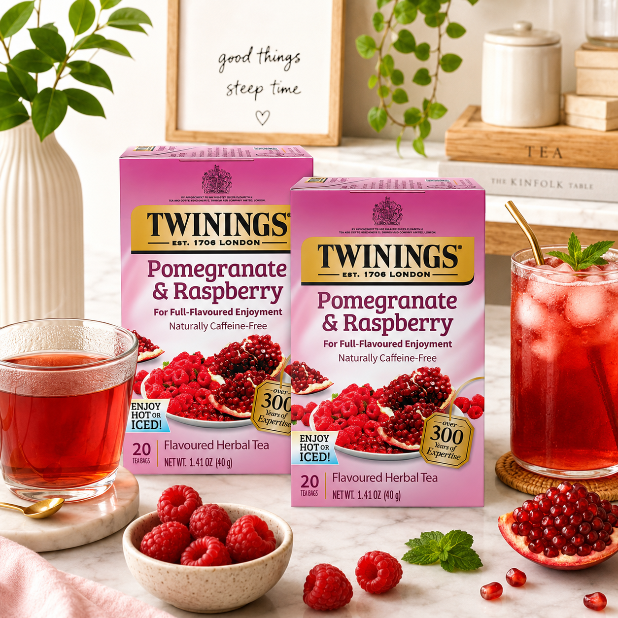 Twinings Herbal Tea Pomegranate & Raspberry Caffeine-Free 20 ct Tea Bags