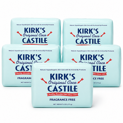 Kirk's Coco Castile Soap, Fragrance Free (Pack of 5)