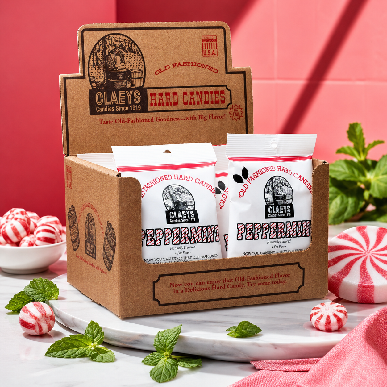 Claey's Natural Peppermint Candy, 6 oz (Pack of 6)