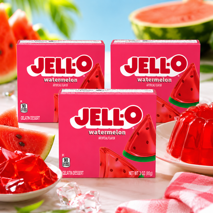 Jell-O Watermelon Artificially Flavored Gelatin Dessert Mix Box 3 oz