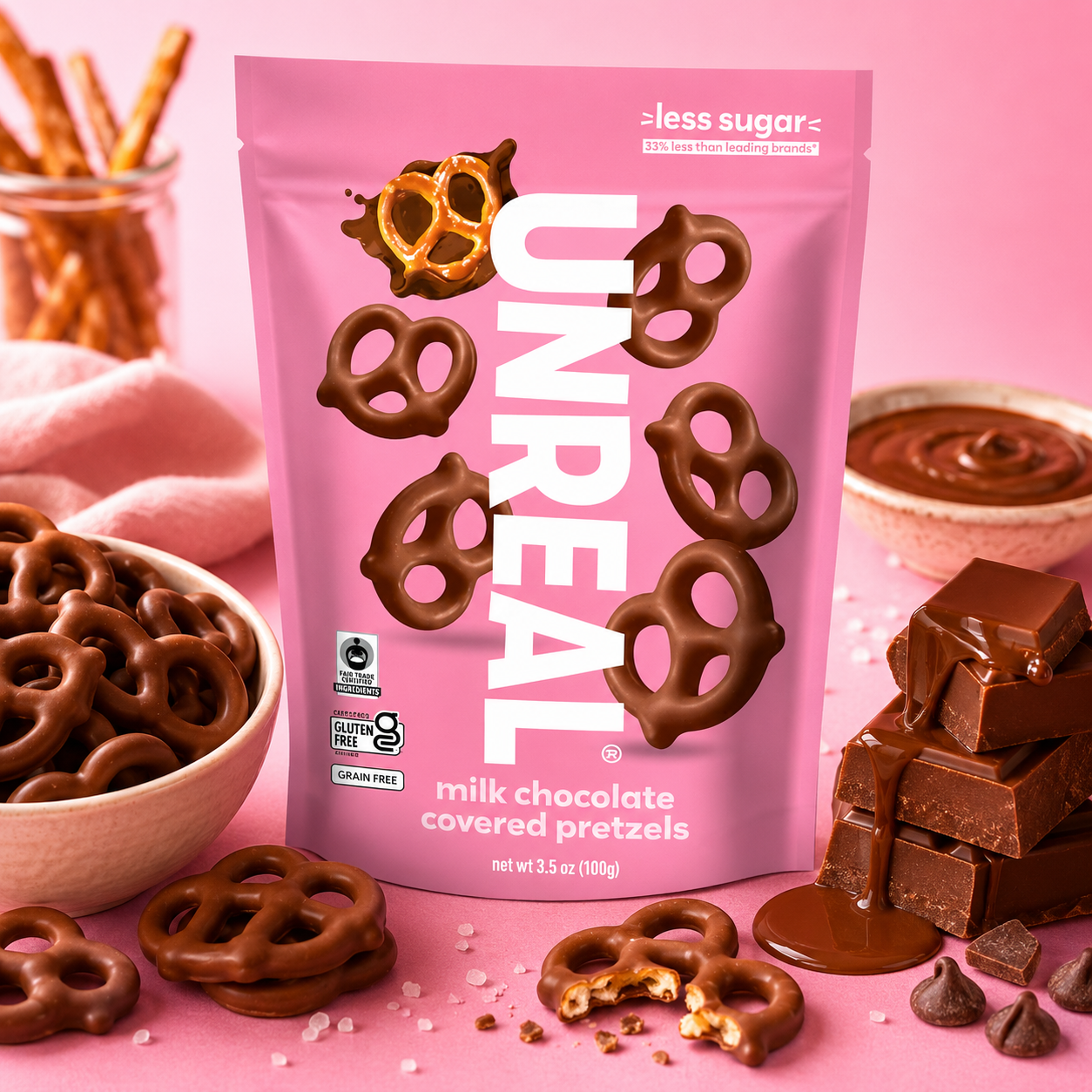 Unreal Pretzels Milk Chocolate, 3.5 oz