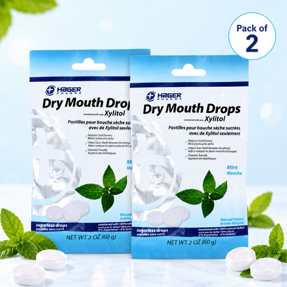 Hager Pharma Dry Mouth Drops Mint Flavor Gluten Free 2 oz