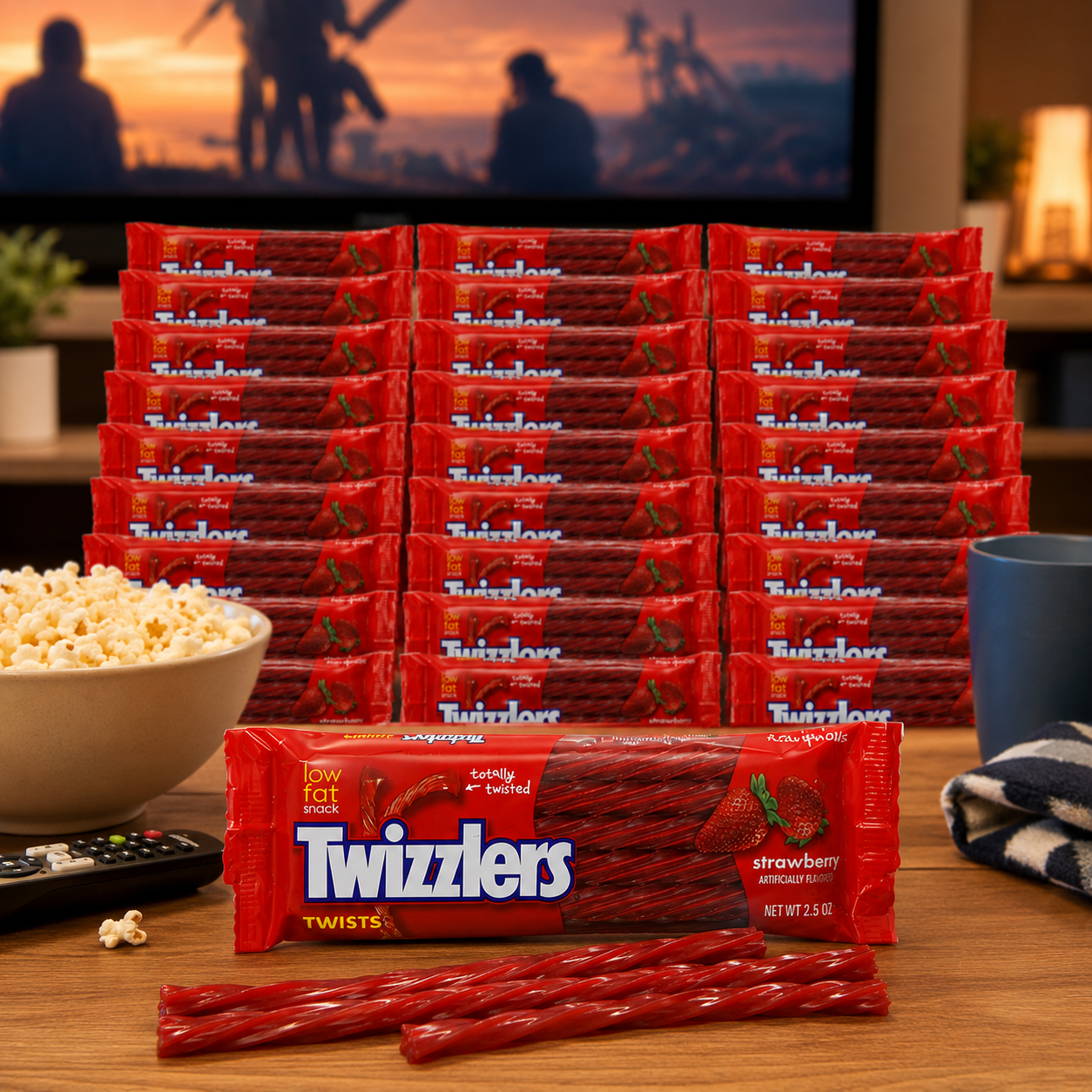 TWIZZLERS Twists, Strawberry Flavored Licorice Candy, Halloween Candy, 2.5 Ounce Packet (Pack of 36)