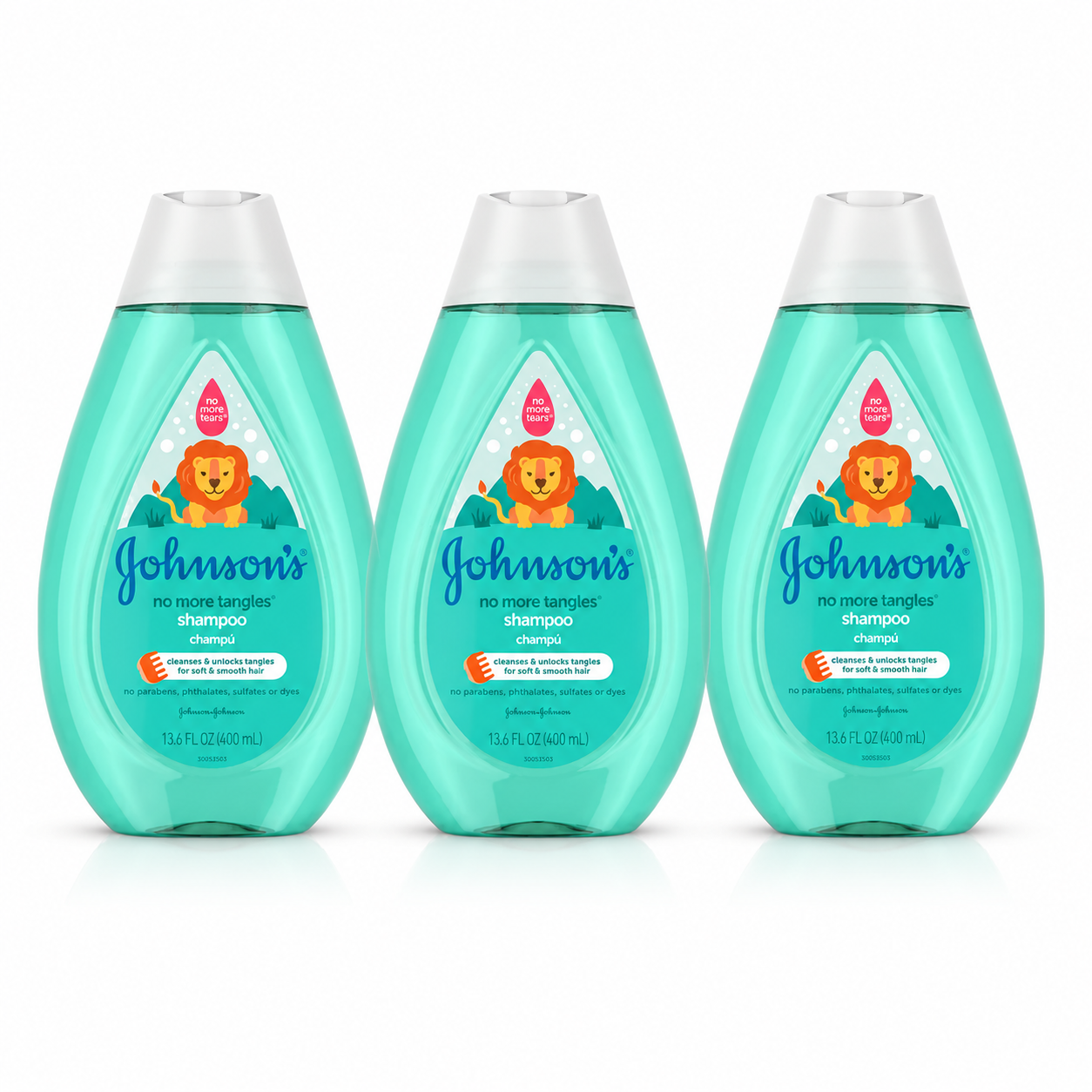 Johnson's No More Tangles Detangling Shampoo for Toddlers and Kids, Gentle No More Tears Formula, Hypoallergenic and Free of Parabens, Phthalates, Sulfates and Dyes, 13.6 fl. oz (Pack of 3)
