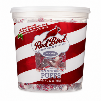 Red Bird Peppermint Puffs Hard Candy Mint Flavor Tub 18 oz