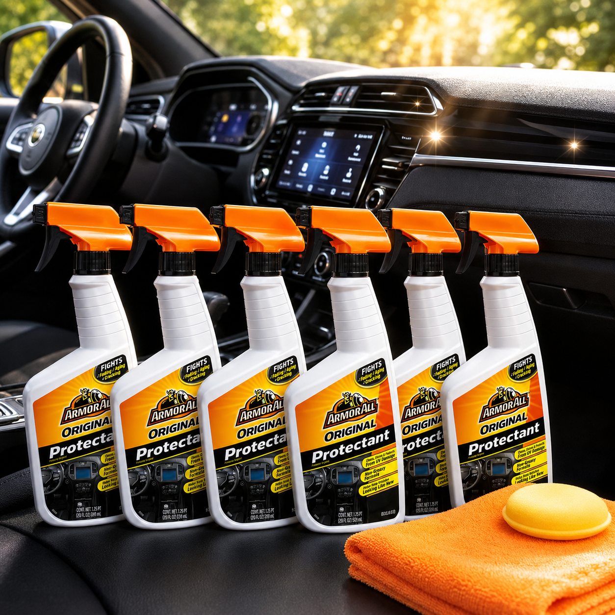 Armor All Interior Car Cleaner Spray Bottle, Protectant Cleaning for Cars, Truck, Motorcycle, 28 Fl Oz, (Pack of 6)
