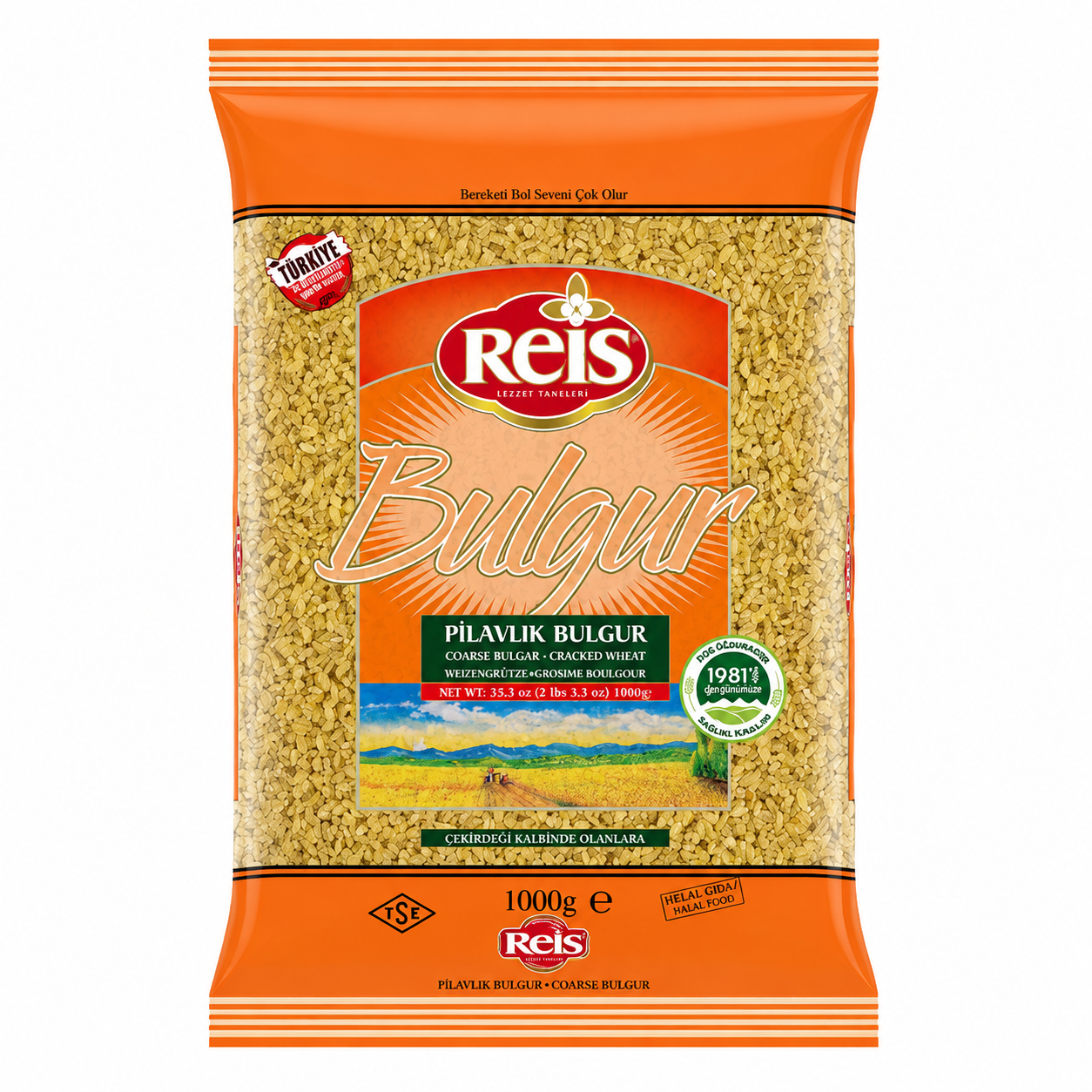 Reis Coarse Bulgur Wheat Berries Whole Grain Vegan Halal High Fiber & Protein for Pilafs Meals & Soups 2.2 Lb