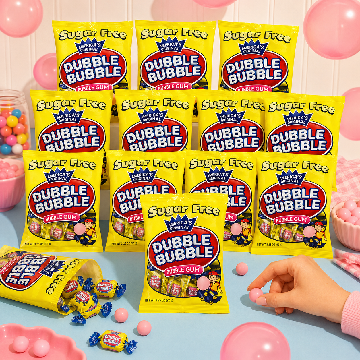 Dubble Bubble Sugar Free, 3.25-Ounce Bags (Pack of 12)