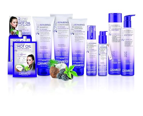 GIOVANNI 2chic Ultra Repairing Leave-In Conditioning & Styling Elixir - Hair Serum for All Hair Types, Tsubaki Seed Oil & White Tea, Detangles, Smooths & Conditions, Tames Frizz - 4 oz