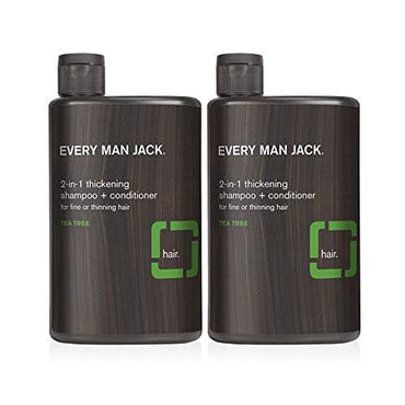 Every Man Jack 2-in-1 Thickening Shampoo and Conditioner Coconut Aloe Tea Tree Oil Naturally Derived Twin Pack