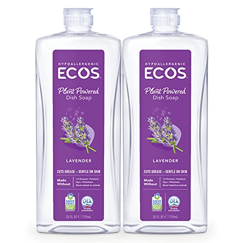 ECOS Hypoallergenic Dish Soap, Natural Lavender, 25 fl oz (Pack of 2) ECOS