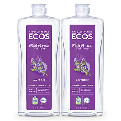 ECOS Hypoallergenic Dish Soap, Natural Lavender, 25 fl oz (Pack of 2) ECOS