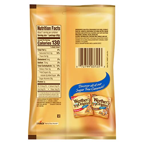 Werther's Original Chewy Sugar Free Caramel Candy 1.46 Oz (Pack of 12)