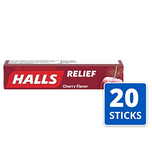 HALLS Cherry Cough Drops with Menthol 180 Drops 20 Sticks