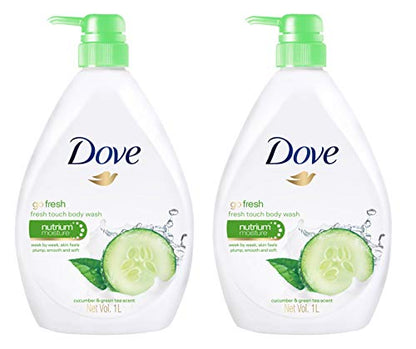Dove Go Fresh Nourishing Body Wash, Cucumber & Green, 33.8 fl oz (Pack of 2) Dove
