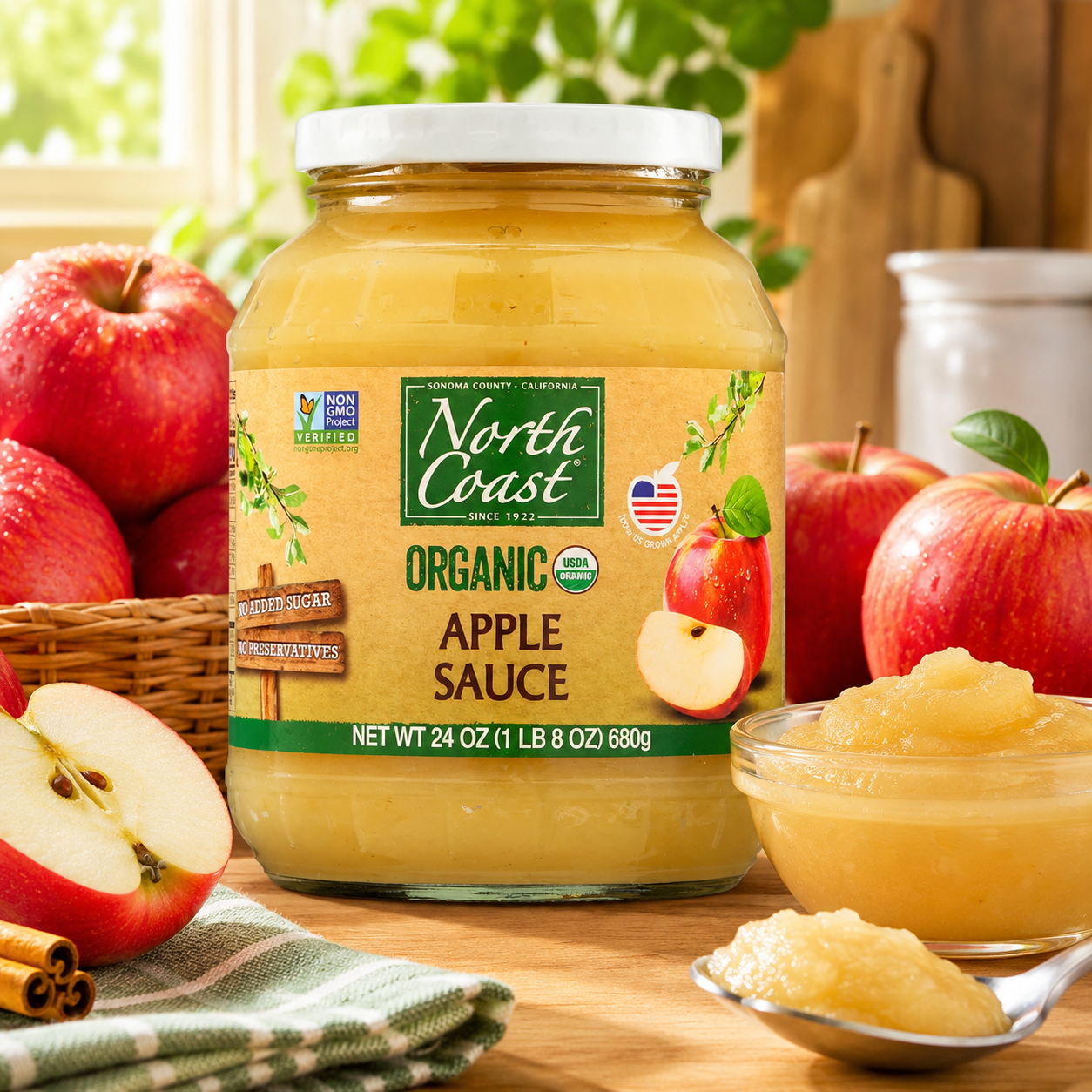 North Coast Organic Applesauce Jar 24 oz