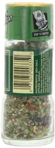 Alessi Herb & Seasoning Grinder, Dipping Spices for Olive Oil, Tip n' Grind Garlic, 0.76 Ounce (Pack of 4)