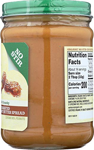Santa Cruz ORGANIC Peanut Butter Dark Roasted Crunchy No Stir 16 oz
