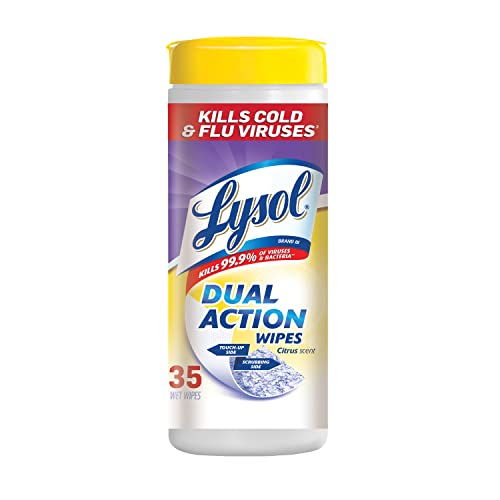 Lysol Dual Action Disinfecting Wipes, Citrus, 35 ct (Pack of 2)