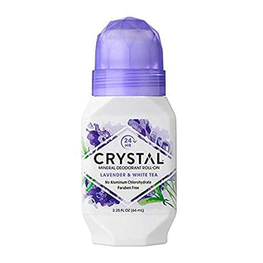 CRYSTAL Deodorant Mineral Deodorant Roll-On, Lavender & White Tea 2.25 oz (Pack of 5)