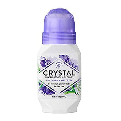 CRYSTAL Deodorant Mineral Deodorant Roll-On, Lavender & White Tea 2.25 oz (Pack of 5)
