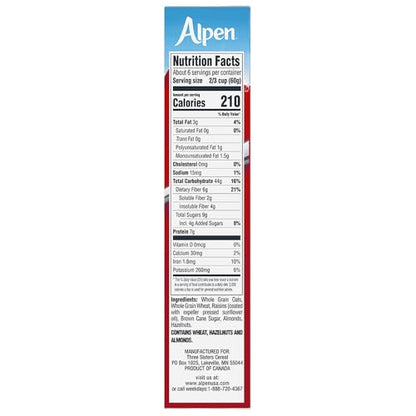 Alpen Muesli Original Cereal, Heart Healthy Cereal with Wheat Flakes, Rolled Oats, Nuts and Raisins, Non-GMO Project Verified, 14 OZ Box (Pack of 6)