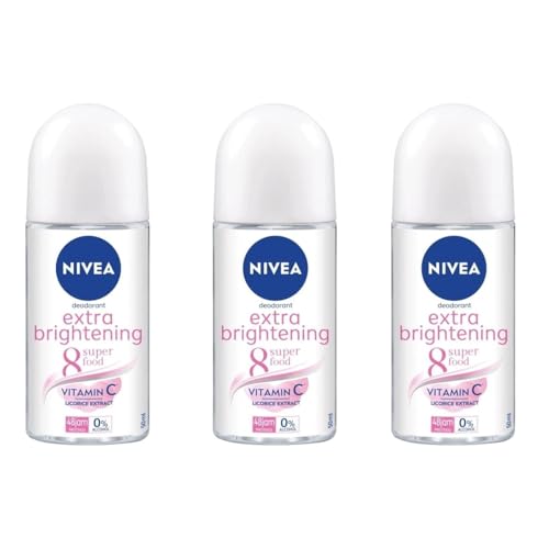NIVEA Extra Brightening Flavor, Roll-On Deodorant, Alcohol-Free (Pack of 3) NIVEA