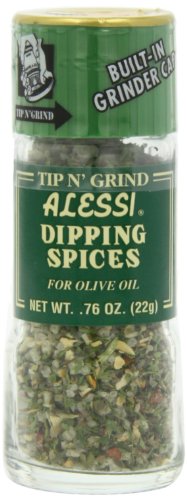 Alessi Herb & Seasoning Grinder, Dipping Spices for Olive Oil, Tip n' Grind Garlic, 0.76 Ounce (Pack of 4)