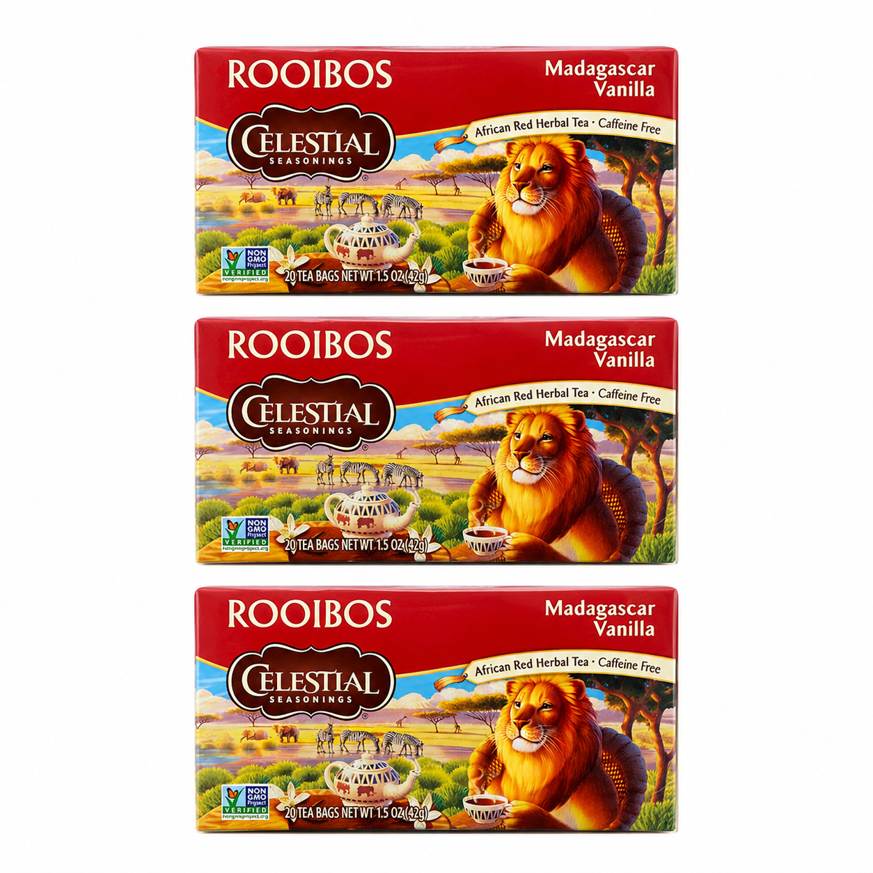 Celestial Seasonings Tea Red Rooibos Madagascar Vanilla (Pack of 3)