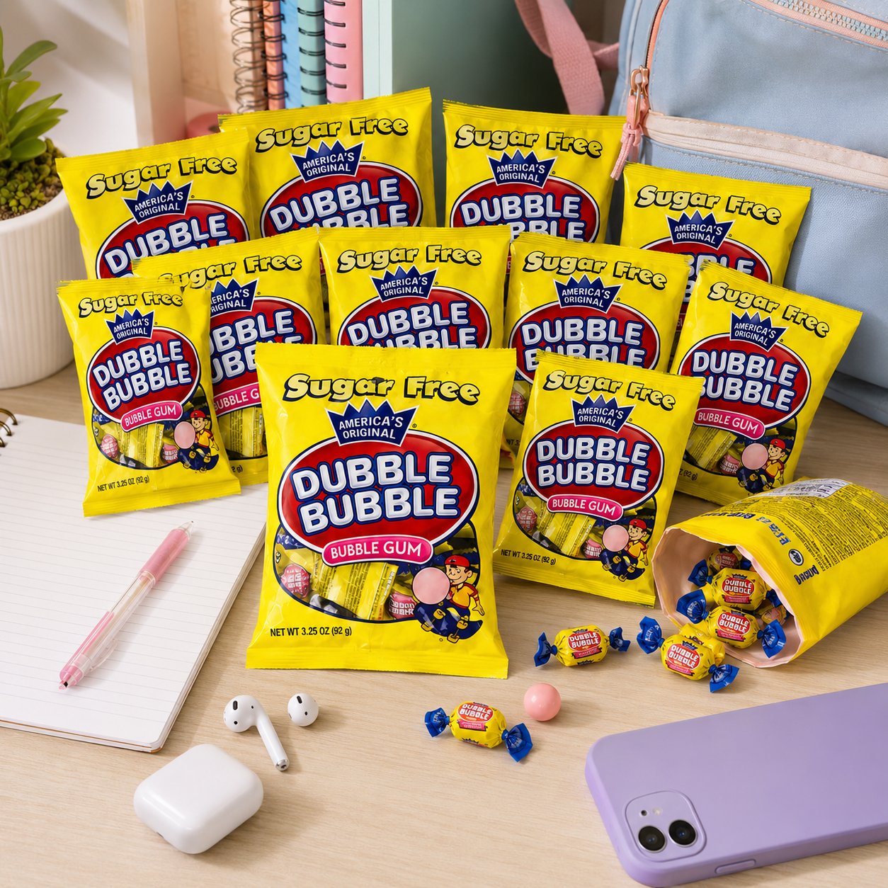 Dubble Bubble Sugar Free, 3.25-Ounce Bags (Pack of 12)
