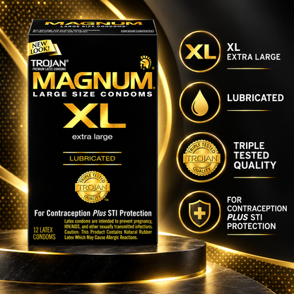 Trojan Magnum XL Large Size Lubricated Latex Condoms, 12 Count Trojan