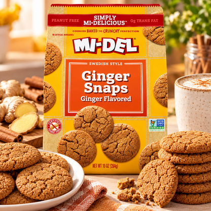MI-DEL Ginger Snaps Cookies, Non-GMO, 0g Trans Fat MI-DEL