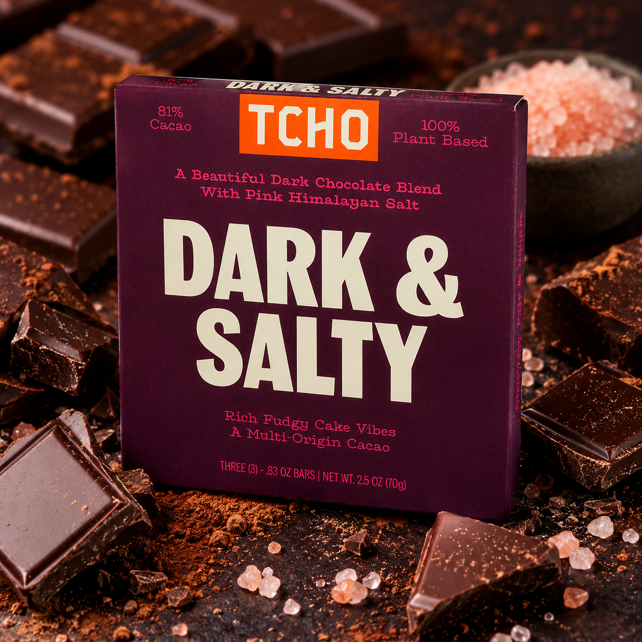 Tcho, Bar Chocolate Dark And Salty Organic, 2.5 Ounce