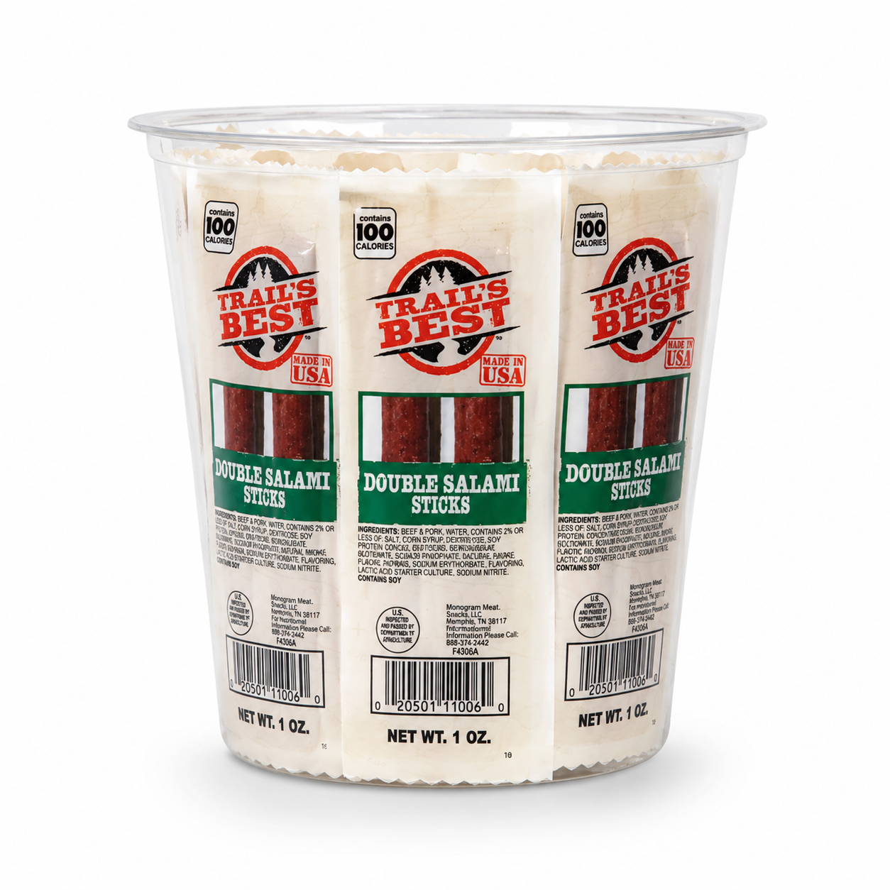 Trail's Best Double Salami Twin Packs Jerky Tub Packs 1 oz