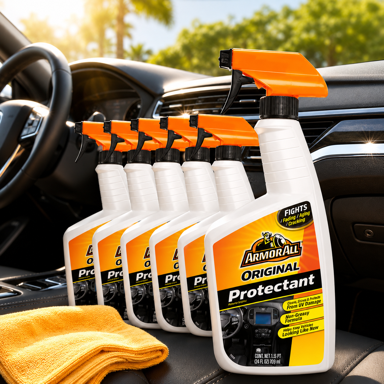 Armor All Interior Car Cleaner Spray Bottle, Protectant Cleaning for Cars, Truck, Motorcycle, 28 Fl Oz, (Pack of 6)