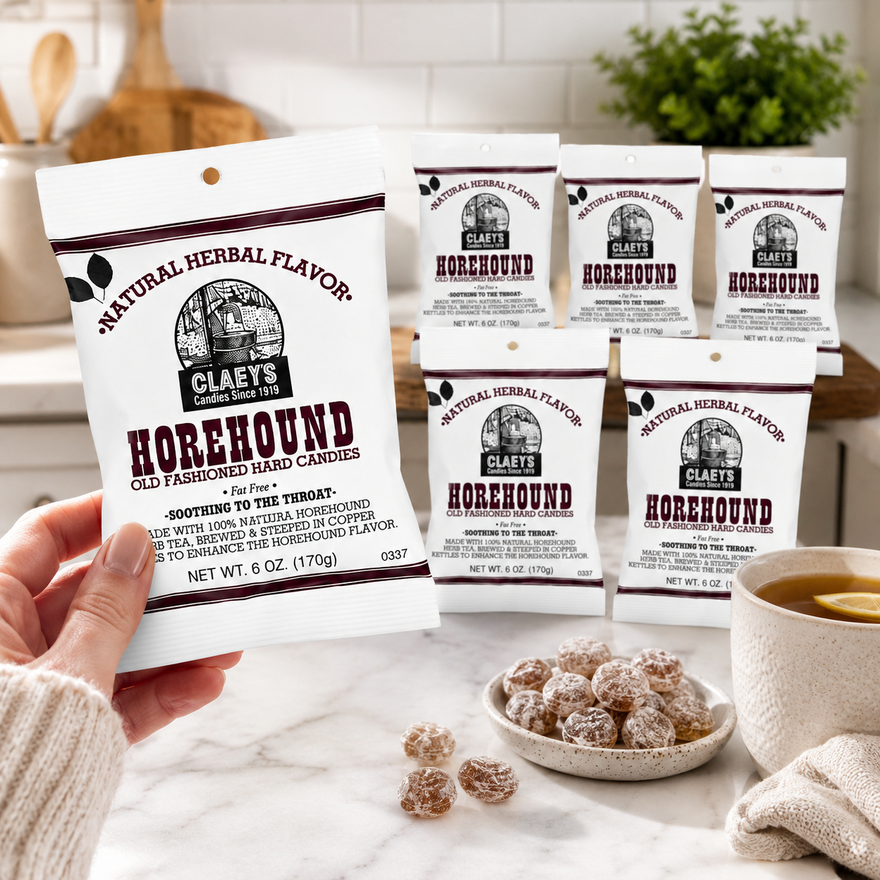 Claeys Natural Horehound Old Fashion Hard Candy Bags 6 oz