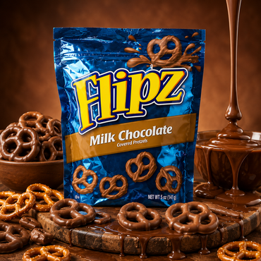 Flipz, Milk Chocolate Covered Pretzels, 5oz Bag Bag (Pack of 4)