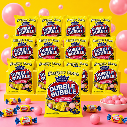 Dubble Bubble Sugar Free, 3.25-Ounce Bags (Pack of 12)