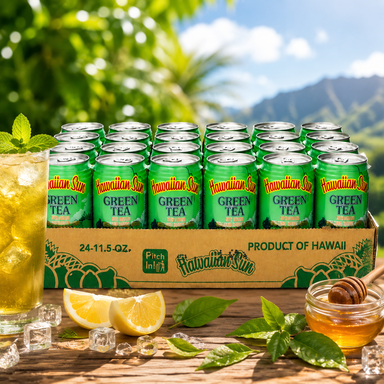 Hawaiian Sun Green Tea with Ginseng 11.5 oz