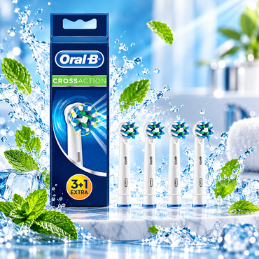 Oral B Cross Action Replacement Electric Toothbrush Heads x4 Oral-B