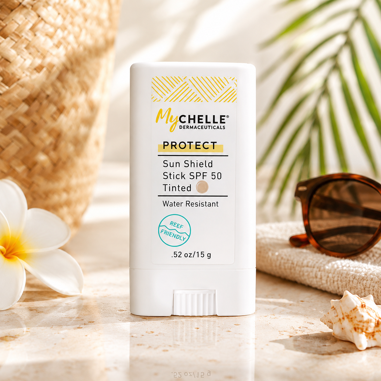 MyCHELLE Sun Shield Stick SPF 50 Tinted Mineral Reef Safe Sunscreen for Face 0.52 oz