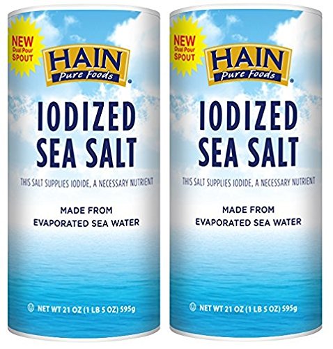 Hain Pure Foods Sea Salt Iodized 21 oz (Pack of 2)