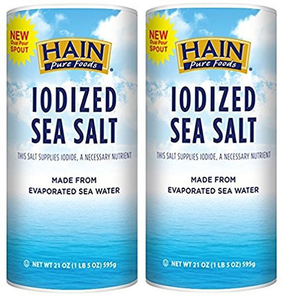 Hain Pure Foods Sea Salt Iodized 21 oz (Pack of 2)