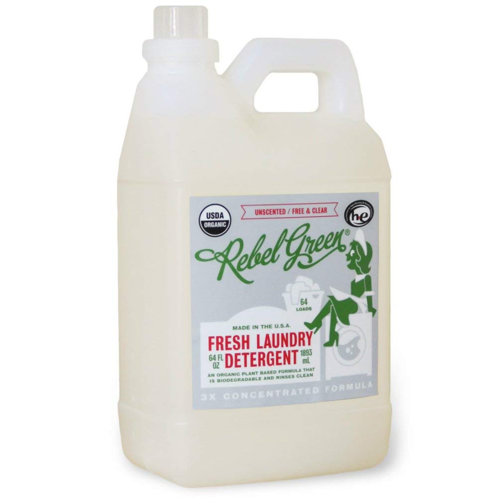 Rebel Green Laundry Detergent Organic Sulfate Free Hypoallergenic Unscented 64 Load