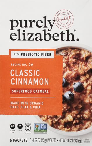 Purely Elizabeth Superfood Vegan Oatmeal Classic Cinnamon 9.12 Oz 6 Packets